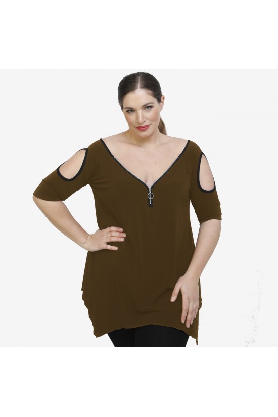A22-123ATF Μπλούζα άλφα - Καφέ A22-123ATF Μπλούζα άλφα - Καφέ