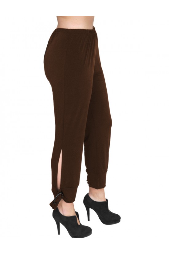 B19-151 Κάπρι παντελόνι με λάστιχο - Καφέ