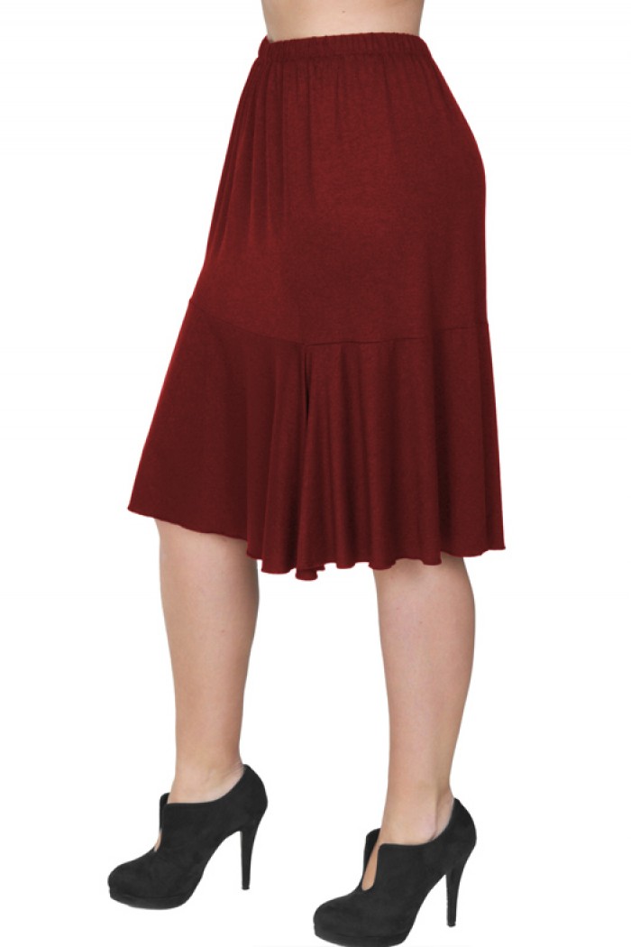 B19-168 Evaze fitted skirt with ruffles - Bordeaux