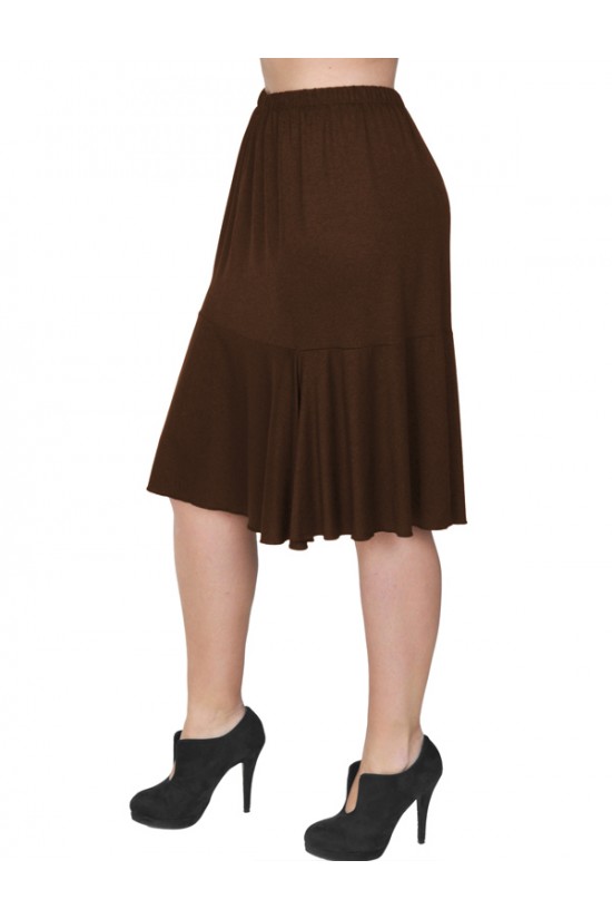 B19-168 Φούστα λοξή με λάστιχο & βολάν - Καφέ B19-168 Φούστα λοξή με λάστιχο & βολάν - Καφέ