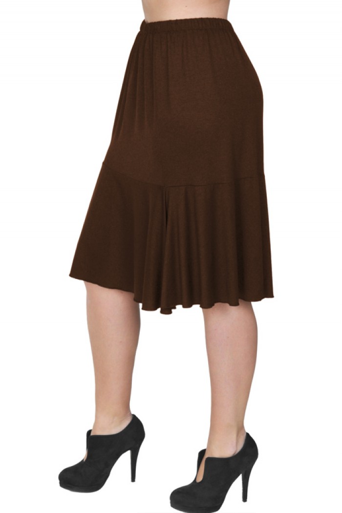 B19-168 Evaze fitted skirt with ruffles - Brown