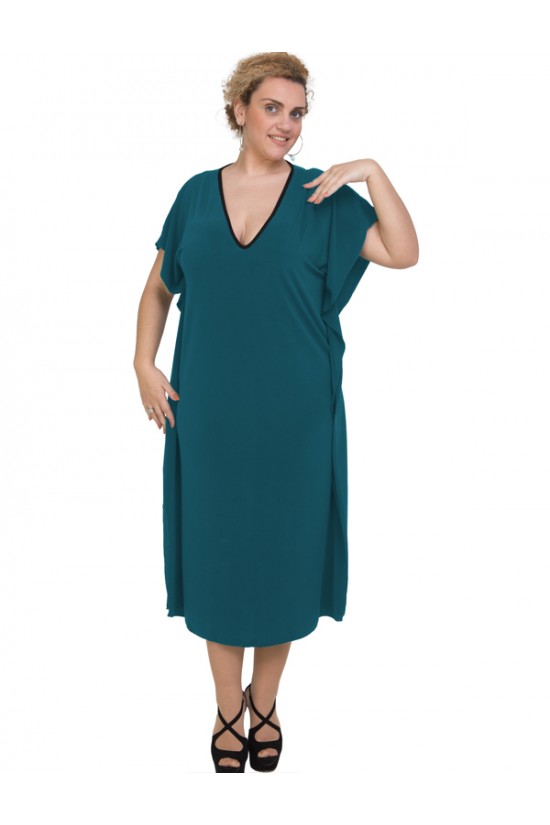 A20-133 Φόρεμα νυχτερίδα - Πετρόλ