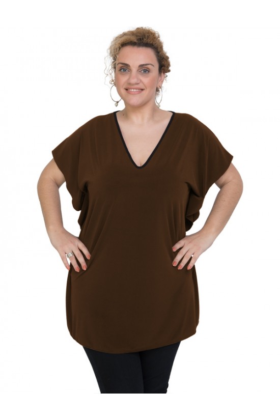 A20-134 Μπλούζα νυχτερίδα - Καφέ