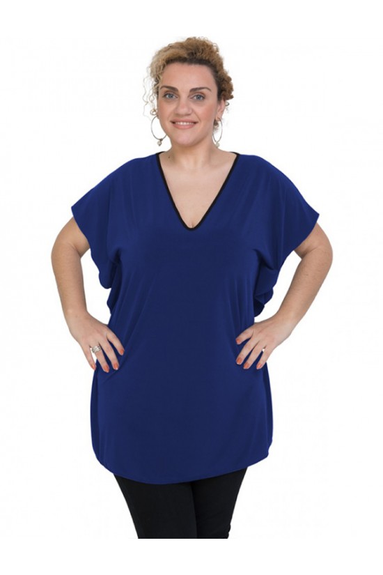 A20-134 Μπλούζα νυχτερίδα - Μπλε Ρουά