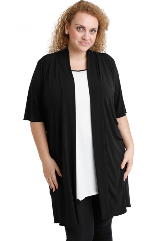 A20-142 Ζακέτα κλασική μακριά - Μαύρο