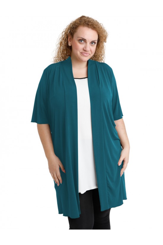 A20-142 Ζακέτα κλασική μακριά - Πετρόλ