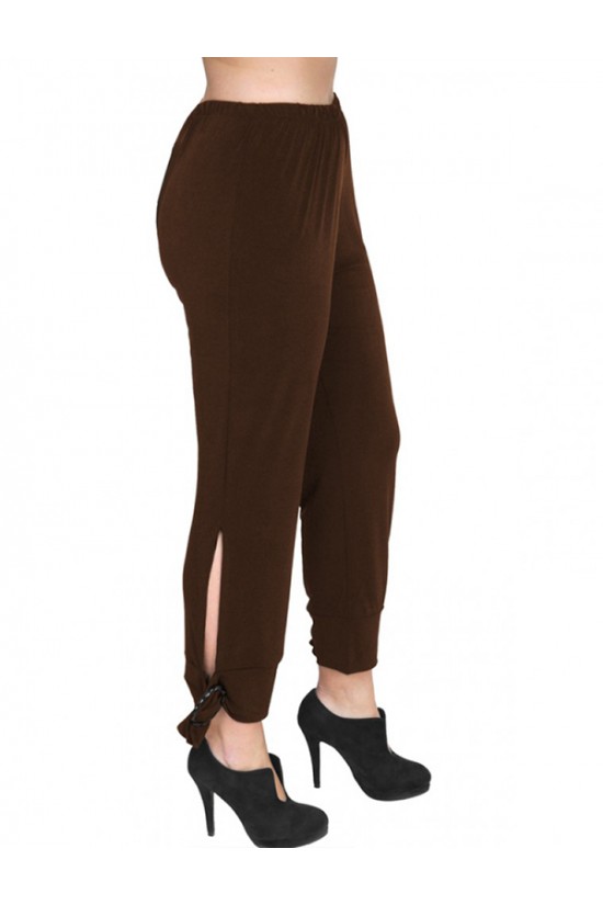 A20-151 Κάπρι παντελόνι με λάστιχο - Καφέ