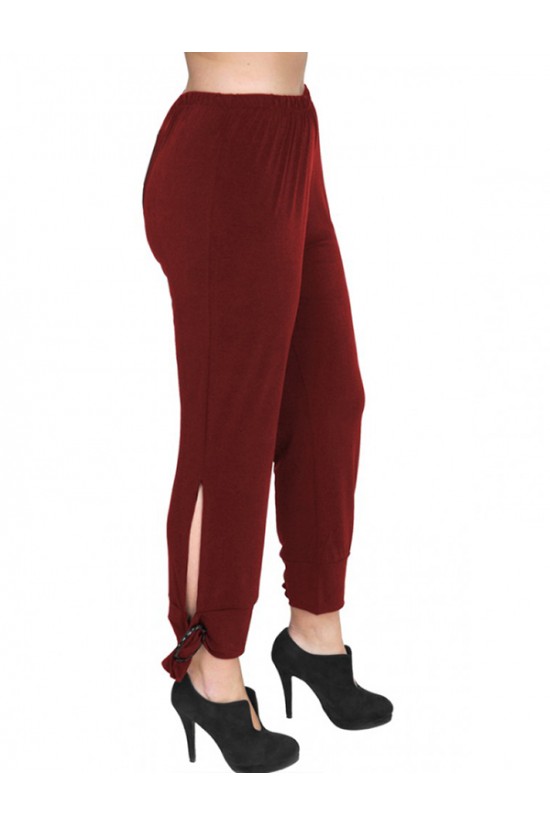 A20-151 Κάπρι παντελόνι με λάστιχο - Μπορντώ A20-151 Κάπρι παντελόνι με λάστιχο - Μπορντώ