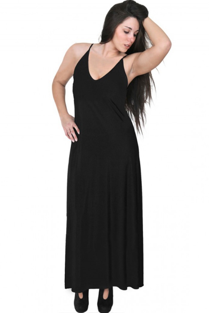 A20-223FB Φόρεμα μακρύ τοπ - Μαύρο