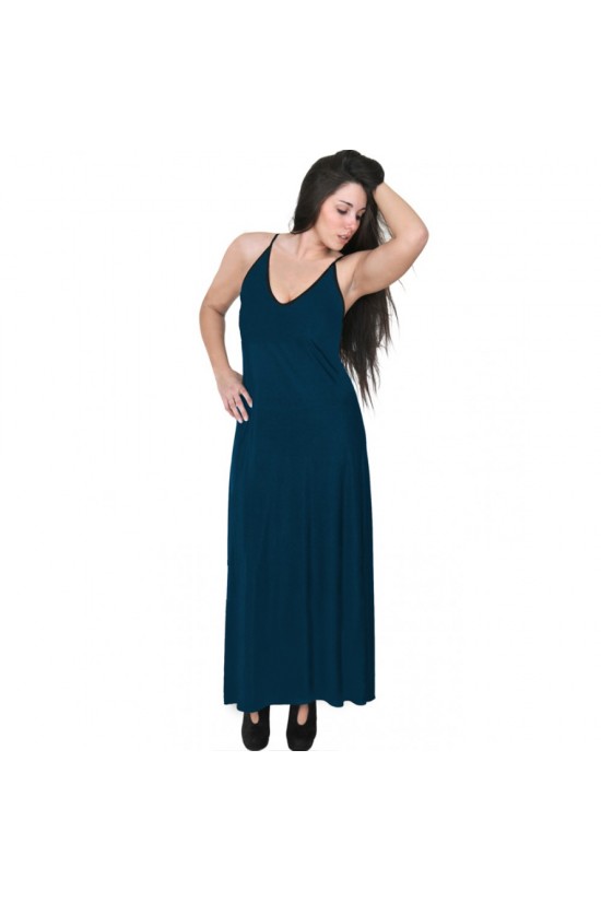 A20-223FB Φόρεμα μακρύ τοπ - Πετρόλ
