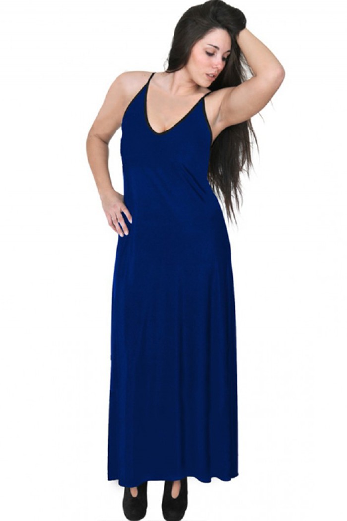 A20-223FB Φόρεμα μακρύ τοπ - Μπλε Ρουά