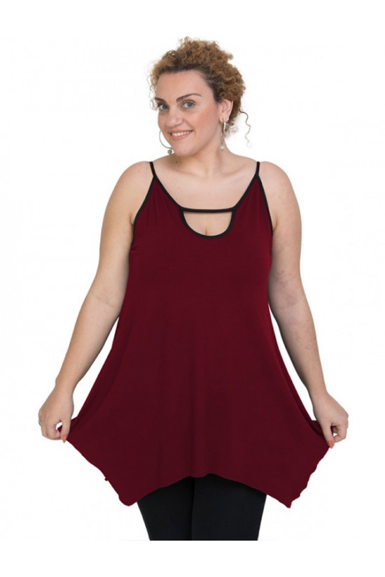 A20-222AB Μπλούζα άλφα με τρύπα στο λαιμό τοπ - Μπορντώ