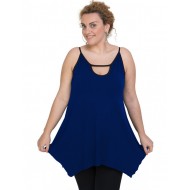 A20-222AB Μπλούζα άλφα με τρύπα στο λαιμό τοπ - Μπλε Ρουά