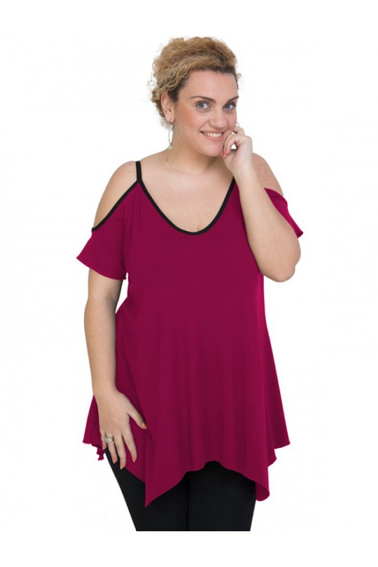 A20-223A Μπλούζα άλφα με βε - Φούξια