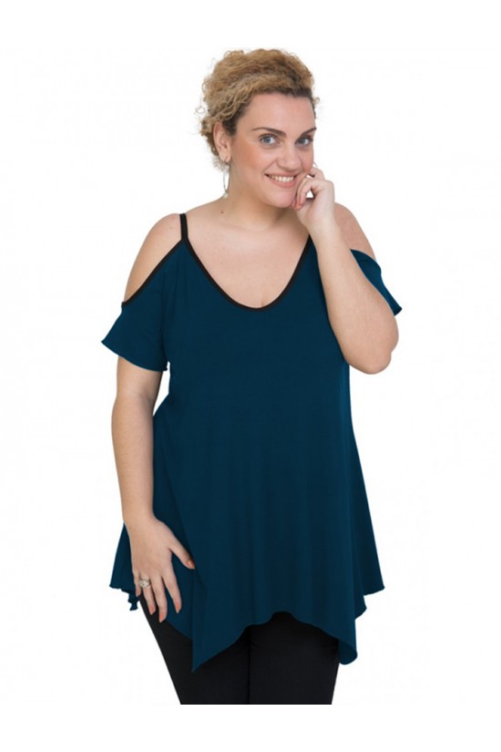 A20-223A Μπλούζα άλφα με βε - Πετρόλ