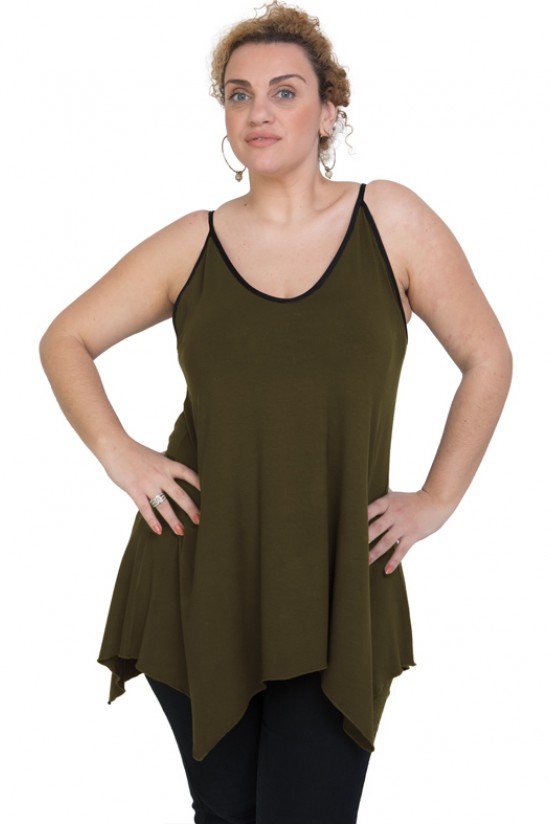 A20-223AB Μπλούζα άλφα με βε - Χακί Σκούρο