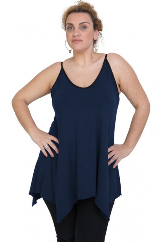 A20-223AB Μπλούζα άλφα με βε - Μπλε Μαρέν