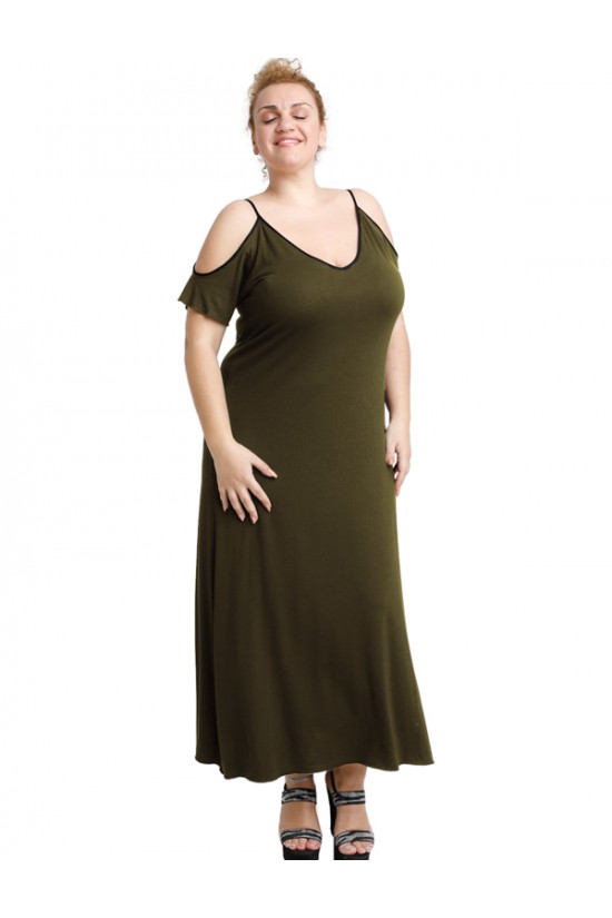 A20-223F Φόρεμα μακρύ - Χακί