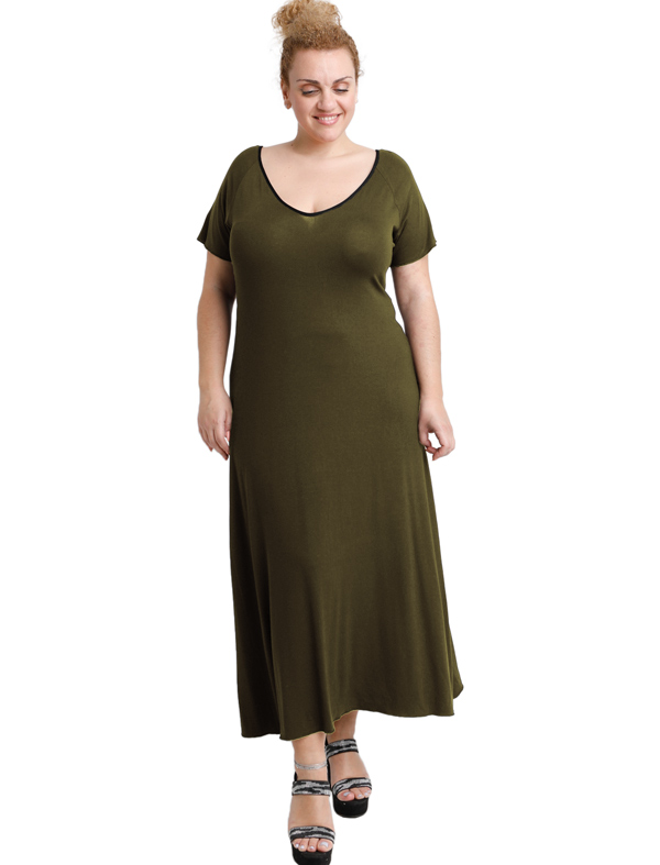 A20-223FK Long dress - Khaki A20-223FK Long dress - Khaki