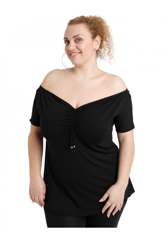 A20-224 Μπλούζα ρεγκλάν στράπλες - Μαύρο A20-224 Μπλούζα ρεγκλάν στράπλες - Μαύρο