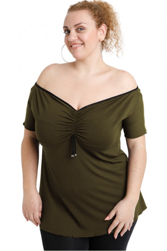 A20-224 Μπλούζα ρεγκλάν στράπλες - Χακί A20-224 Μπλούζα ρεγκλάν στράπλες - Χακί