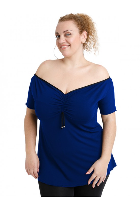 A20-224 Μπλούζα ρεγκλάν στράπλες - Μπλε Ρουά