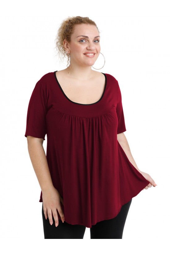 A20-244 Μπλούζα εβαζέ - Μπορντώ A20-244 Μπλούζα εβαζέ - Μπορντώ