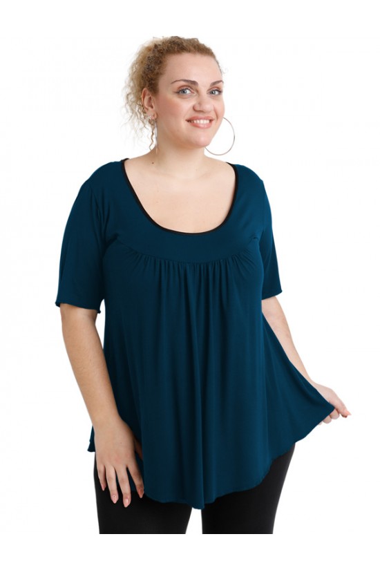 A20-244 Μπλούζα εβαζέ - Πετρόλ