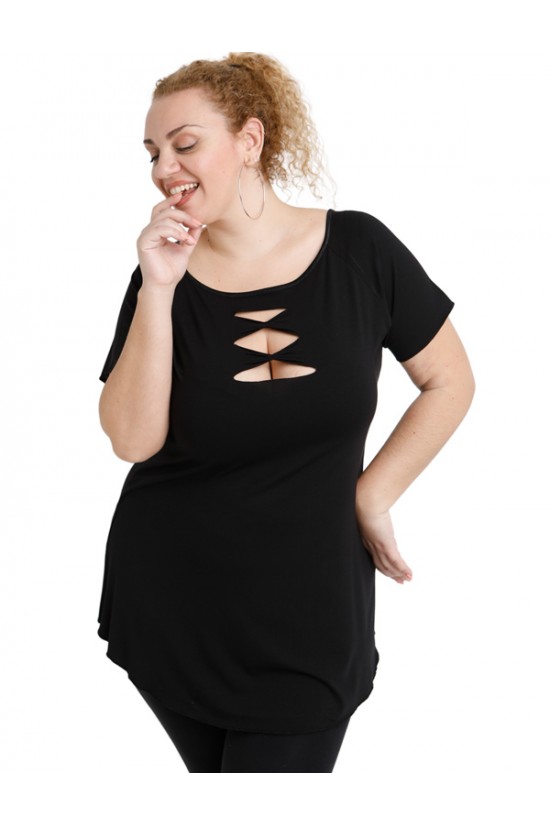 A20-246 Μπλούζα ίσια - Μαύρο A20-246 Μπλούζα ίσια - Μαύρο