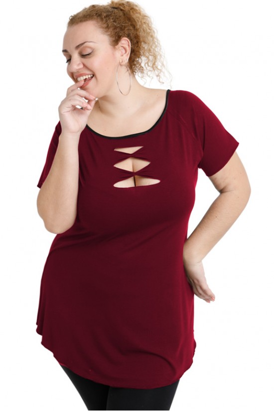 A20-246 Μπλούζα ίσια - Μπορντώ