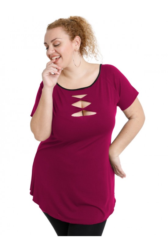 A20-246 Μπλούζα ίσια - Φούξια A20-246 Μπλούζα ίσια - Φούξια