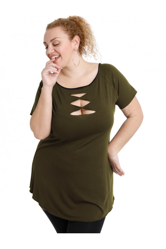 A20-246 Μπλούζα ίσια - Χακί A20-246 Μπλούζα ίσια - Χακί