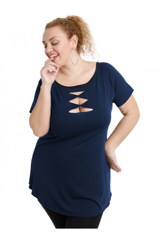 A20-246 Μπλούζα ίσια - Μπλε Μαρέν