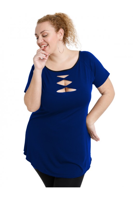 A20-246 Μπλούζα ίσια - Μπλε Ρουά