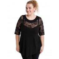 A20-247D Μπλούζα άλφα κομποζέ με δαντέλα - Μαύρο