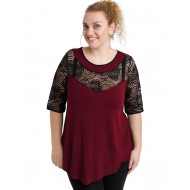 A20-247D Μπλούζα άλφα κομποζέ με δαντέλα - Μπορντώ