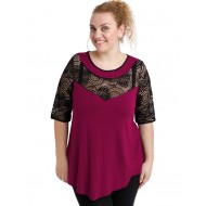 A20-247D Μπλούζα άλφα κομποζέ με δαντέλα - Φούξια