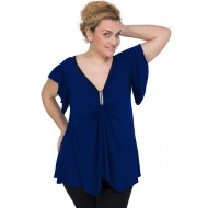A20-255 Μπλούζα άλφα με δέσιμο στο στήθος - Μπλε Ρουά