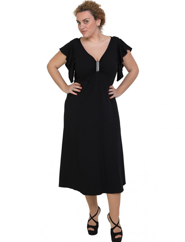 A20-255F Long dress - Black A20-255F Long dress - Black