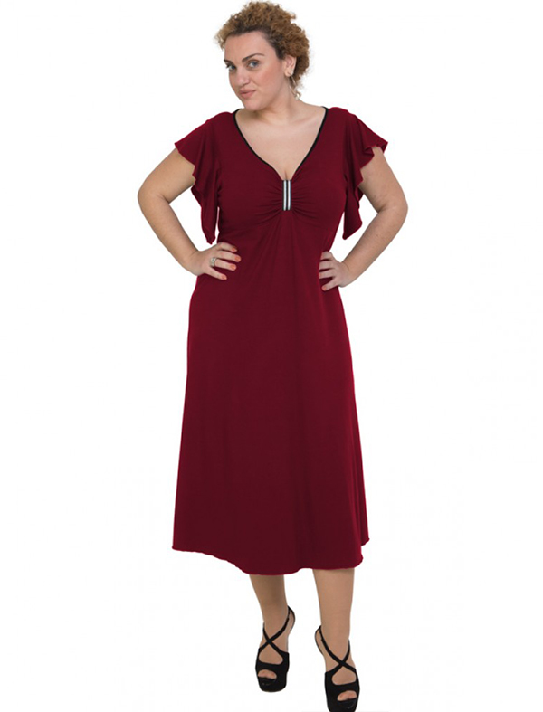 A20-255F Long dress - Bordeaux A20-255F Long dress - Bordeaux