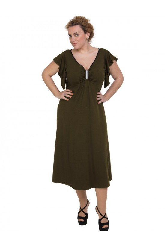 A20-255F Φόρεμα μακρύ - Χακί Σκούρο