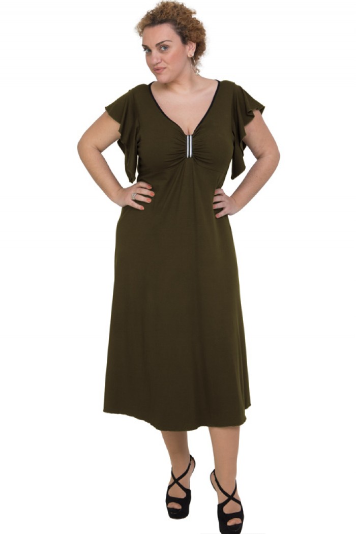 A20-255F Φόρεμα μακρύ - Χακί Σκούρο