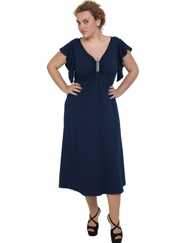 A20-255F Long dress - Navy Blue A20-255F Long dress - Navy Blue