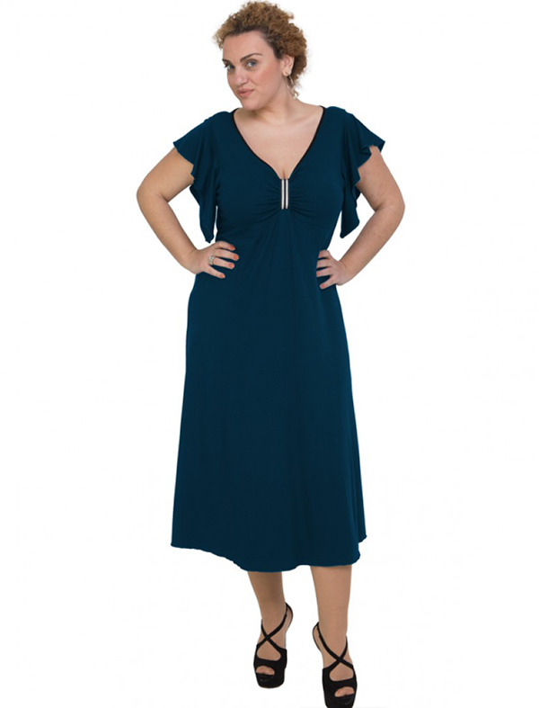 A20-255F Long dress - Petrol A20-255F Long dress - Petrol