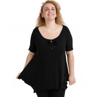 A20-256 Μπλούζα άλφα raglan με δέσιμο στο στήθος - Μαύρο