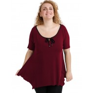 A20-256 Μπλούζα άλφα raglan με δέσιμο στο στήθος - Μπορντώ