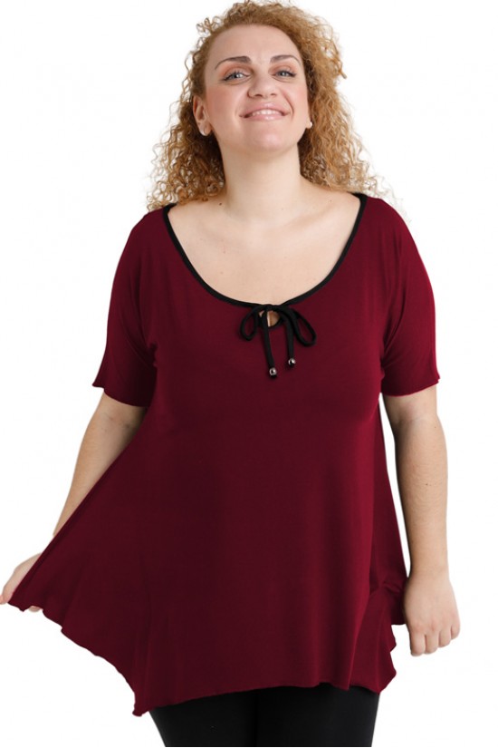 A20-256 Μπλούζα άλφα raglan με δέσιμο στο στήθος - Μπορντώ