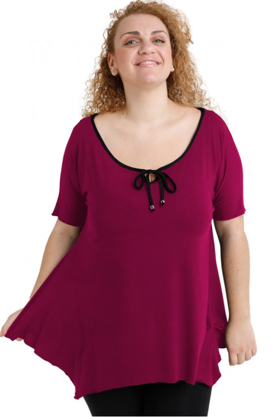 A20-256 Μπλούζα άλφα raglan με δέσιμο στο στήθος - Φούξια