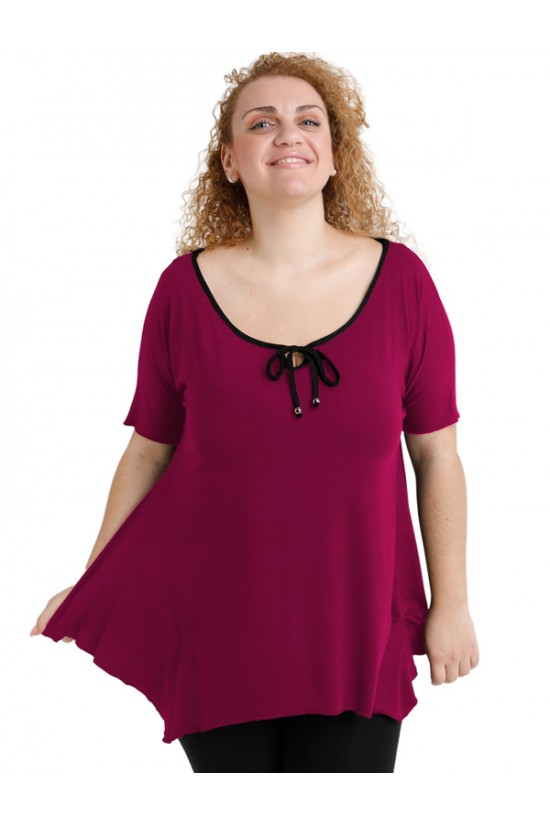 A20-256 Μπλούζα άλφα raglan με δέσιμο στο στήθος - Φούξια