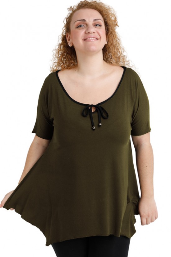 A20-256 Μπλούζα άλφα raglan με δέσιμο στο στήθος - Χακί